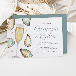 Vattenfärg Pearl Champagne & Oysters Party Inbjudningar