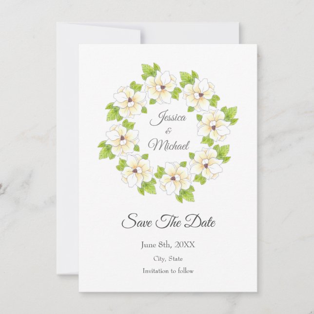 Vattenfärg, Pen och Bläck Magnolia Wandeans Spara Datumet (Framsida)