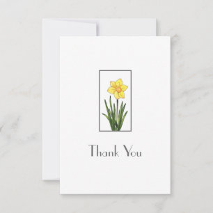 Vattenfärg, penna och Bläck Daffodil Tack Kort