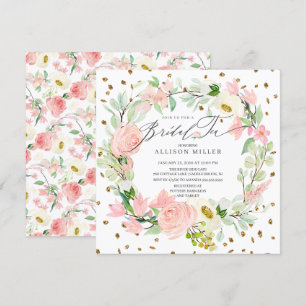 Vattenfärg Peonies Blommigt Möhippa Te Shower för Inbjudningar