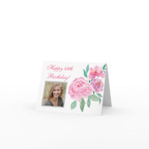 Vattenfärg Peonies Lycklig 46:e födelsedagen Lägg