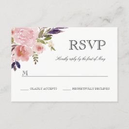 Vattenfärg Peonior Rosa Lila RSVP OSA Kort