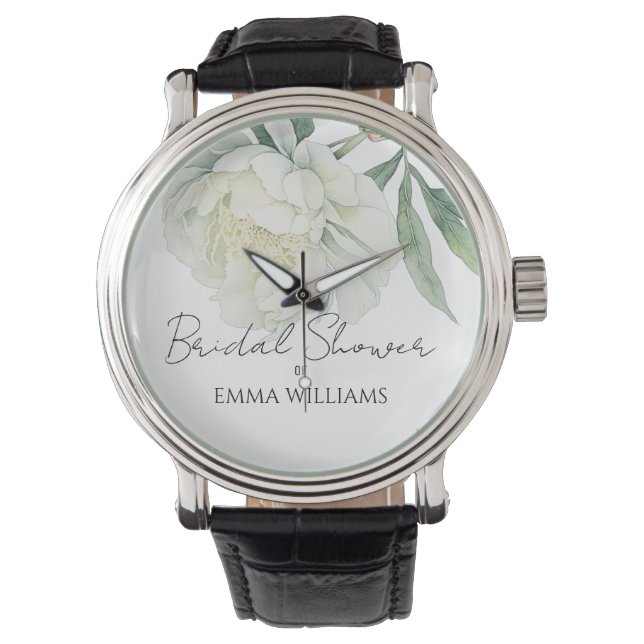 Vattenfärg Peony Blomma | Bröllopsfest Armbandsur (Framsida)