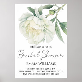 Vattenfärg Peony Blomma | Bröllopsfest Poster