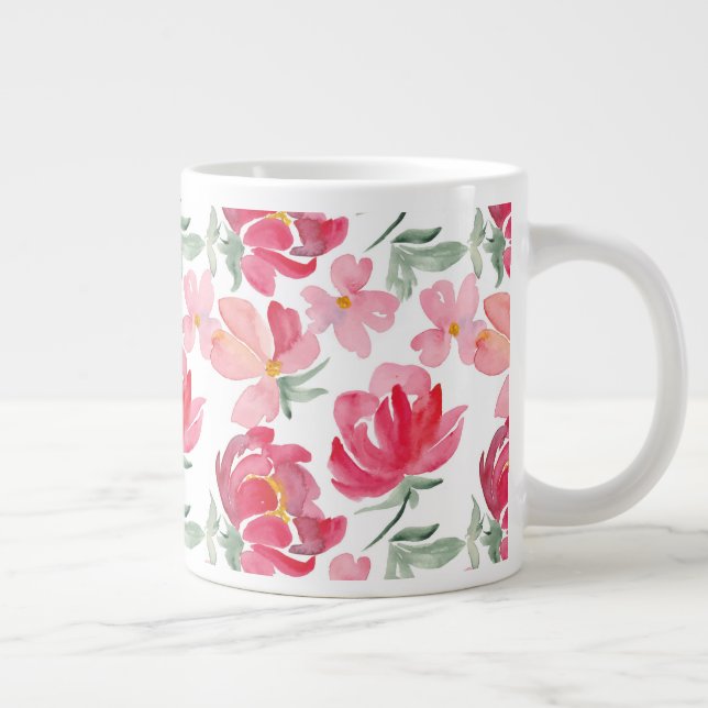 Vattenfärg Peony Mönster Jumbo Mugg (Höger)