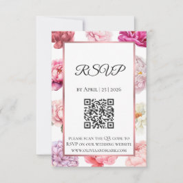 Vattenfärg Peony RSVP-kort | Roséguld Blomma OSA Kort