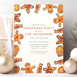 Vattenfärg Pepparkakscookies Julfest Inbjudningar