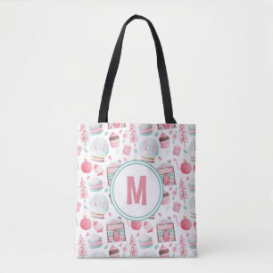 Vattenfärg Peppermint jul Monogram Bag Tygkasse