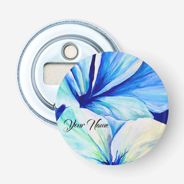 Vattenfärg Persian Blue Flower Petals Mönster Flasköppnare (Framsidan)