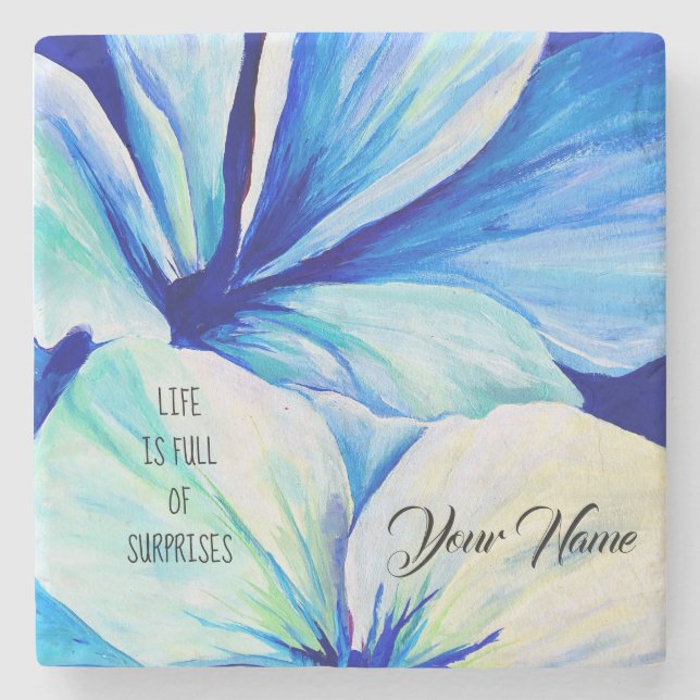 Vattenfärg Persian Blue Flower Petals Mönster Stenunderlägg (Framsidan)