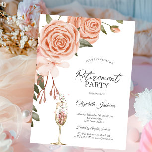 Vattenfärg Persika Rodnad Blomma Champagne Pension Inbjudningar