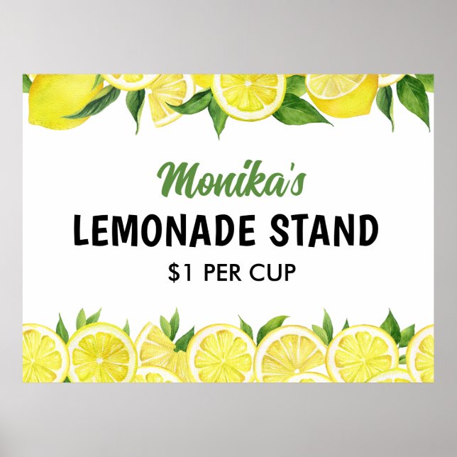 Vattenfärg Personlig Lemonadstånd Poster (Framsidan)