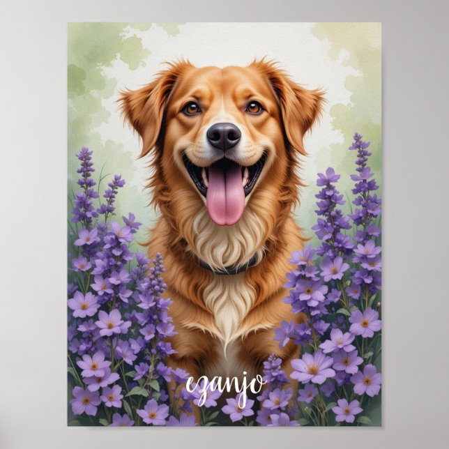 Vattenfärg Pet Porträtt Painting, Personlig Pe Poster (Framsidan)