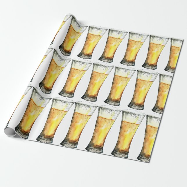 Vattenfärg Pilsner Glasses Presentpapper (Utrullad)