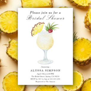 Vattenfärg Pina Colada Cocktail Bröllopsdusch Inbjudningar