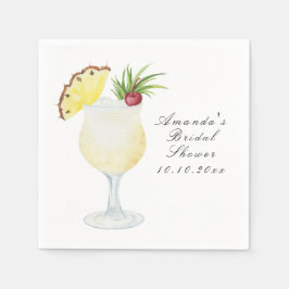 Vattenfärg Pina Colada Cocktail Bröllopsdusch Pappersservett