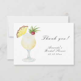 Vattenfärg Pina Colada Cocktail Bröllopsfest Tack Kort
