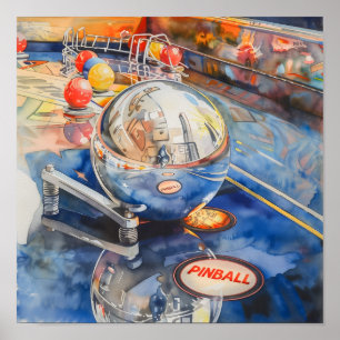 Vattenfärg Pinball Playfield Poster 5