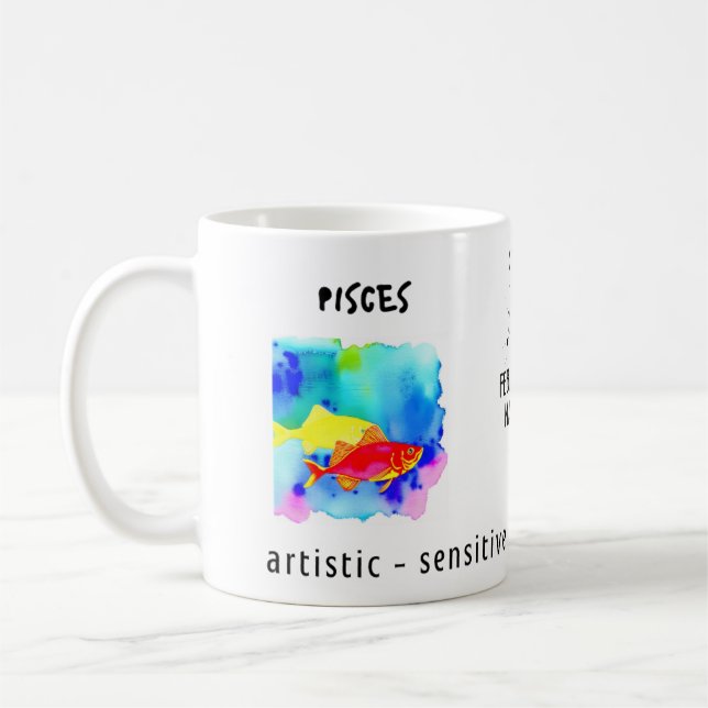 vattenfärg Pisces zodiac-tecken och egenskaper Kaffemugg (Vänster)