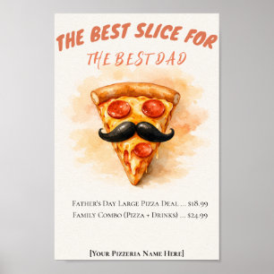Vattenfärg Pizza Bästa Skiva Fars Dag Poster
