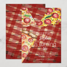 Vattenfärg Pizza Paj Bitars Födelsedagsfest Manus 