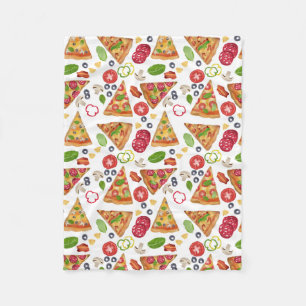 Vattenfärg Pizza Slices Mönster Fleecefilt