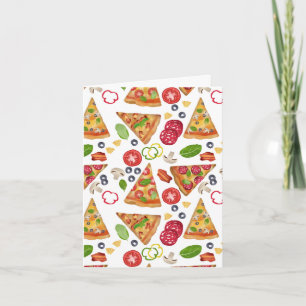 Vattenfärg Pizza Slices Mönster Kort