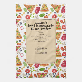 Vattenfärg Pizza Slices Nonna Grandma Recipe Kökshandduk