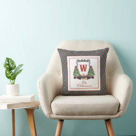 Vattenfärg Plaid Tröja Björn Monogram Krön Kudde