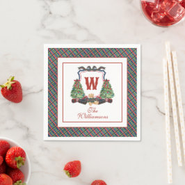 Vattenfärg Plaid Tröja Björn Monogram Krön Pappersservett