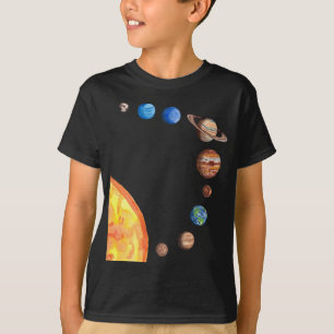 Vattenfärg Planeter Sol Jord Mars Jupiter Saturnus T Shirt