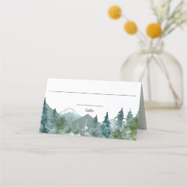 Vattenfärg platskort för lantlig bergsskog placeringskort