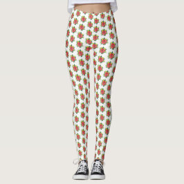 Vattenfärg Poinsettia - Högtidsleggings Leggings