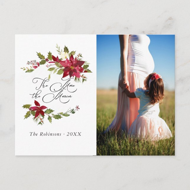 Vattenfärg Poinsettia jul - Baby väntar på att bli Meddelande Vykort (Framsida)