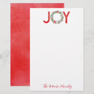 Vattenfärg Poinsettia jul God fry Joy Brevpapper