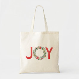 Vattenfärg Poinsettia jul God fry Joy Tygkasse