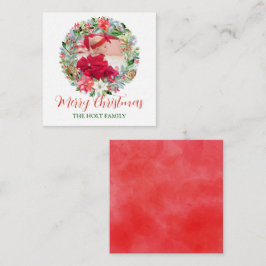 Vattenfärg Poinsettia jul Utandning Foto Gift Anteckningskort