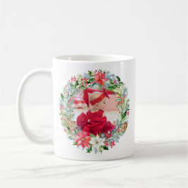 Vattenfärg Poinsettia jul Utandning Foto Kaffemugg