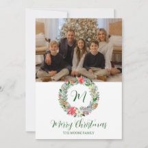 Vattenfärg Poinsettia jul - utandning Monogram