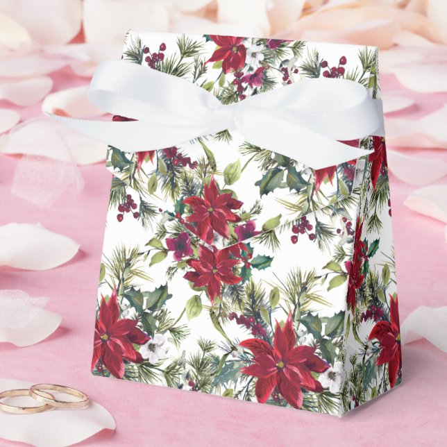 Vattenfärg Poinsettia-mönster  Presentaskar (Bröllop)