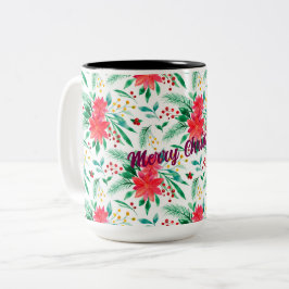 Vattenfärg Poinsettia Patterned Två-Tonad Mugg