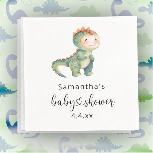 Vattenfärg pojke dinosaurie baby shower pappersservett