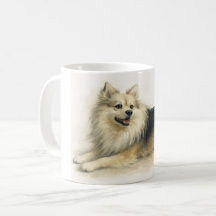 Vattenfärg Pomchi Hundporträtt Kaffemugg
