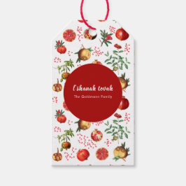 Vattenfärg Pomegranat Mönster Rosh Hashanah Presentetikett