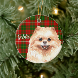 Vattenfärg Pomeranian Personlig Julgransprydnad Keramik