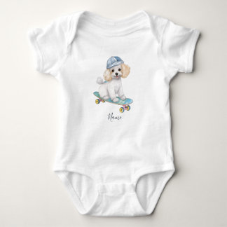 Vattenfärg Poodle Baby Bodysuit T Shirt