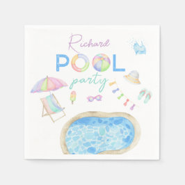 Vattenfärg Pool Födelsedagsfest Pool Simning Pappersservett
