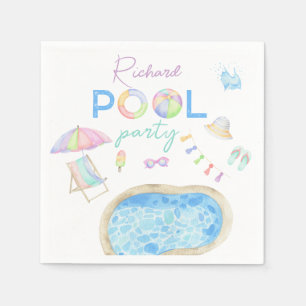 Vattenfärg Pool Födelsedagsfest Pool Simning Pappersservett