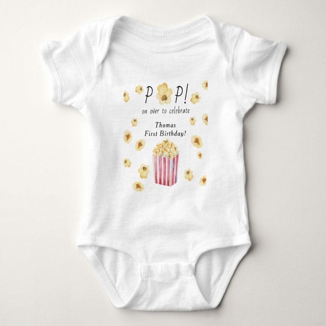 Vattenfärg Popcorn Barnkalas T Shirt (Framsida)