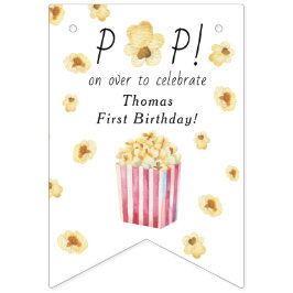 Vattenfärg Popcorn Barnkalas Vimplar